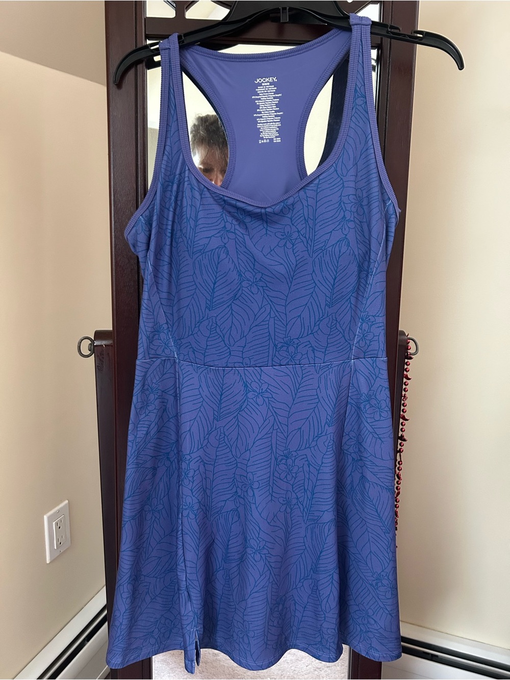 Jockey Purple Leaf-Print Racerback active One-Piece Dress